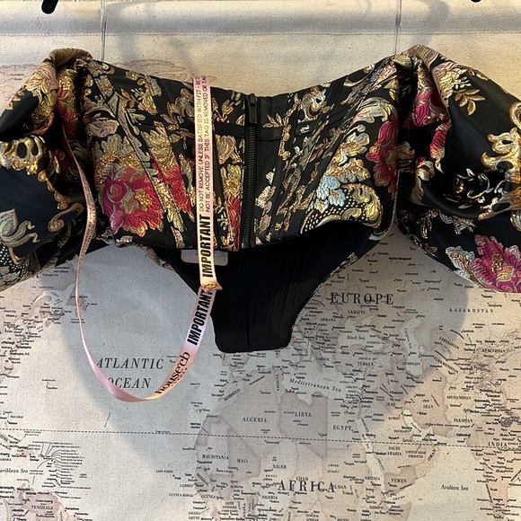 House of CB Tops House Of Cb Isabella Jacquard Gold Trim Corset